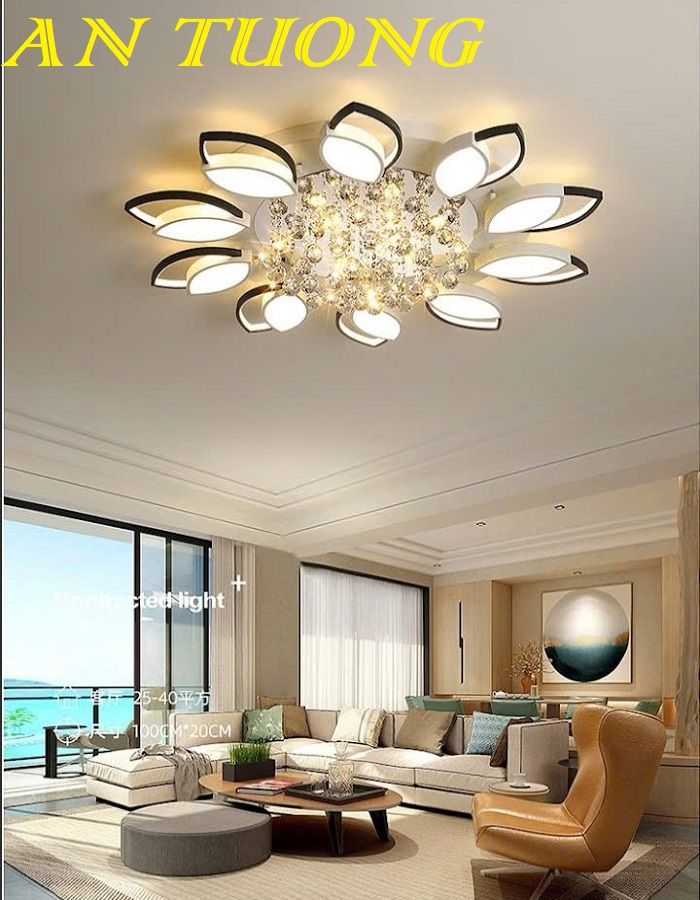 Đèn ốp trần phòng khách đẹp LED hiện đại 027