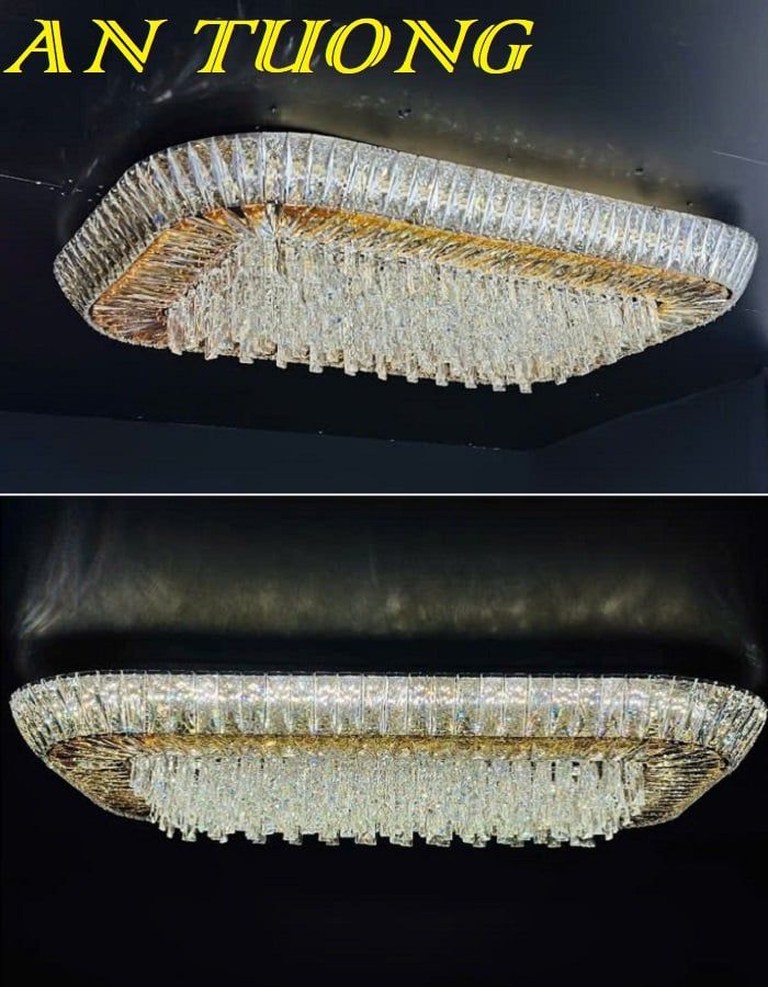 Đèn ốp trần phòng khách pha lê đẹp 001