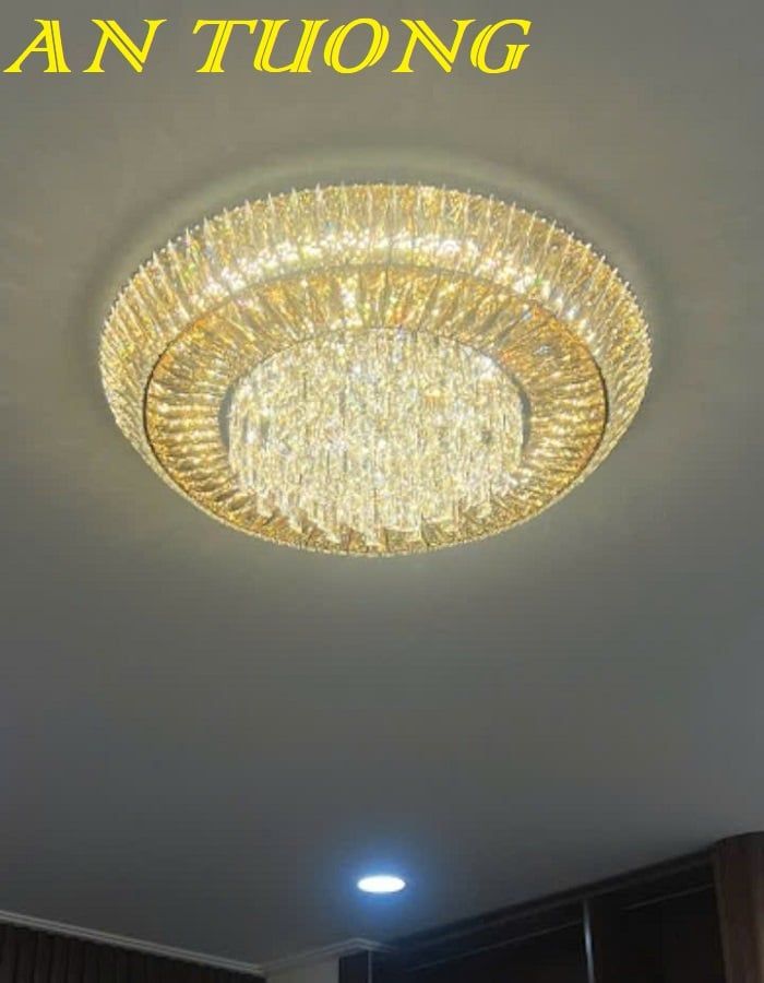 Đèn ốp trần phòng khách pha lê đẹp 003