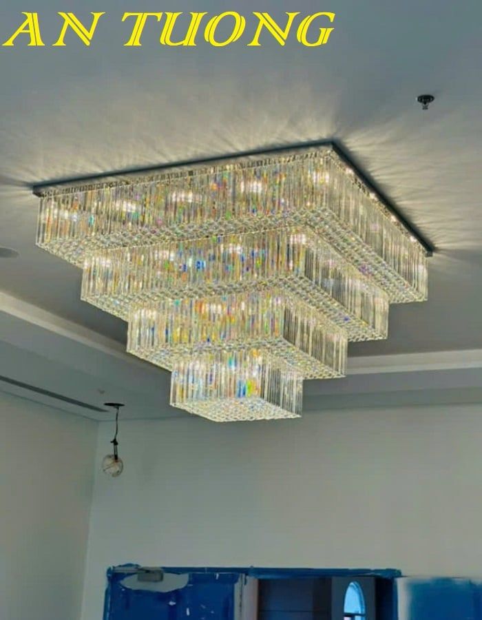 Đèn ốp trần phòng khách pha lê đẹp 005