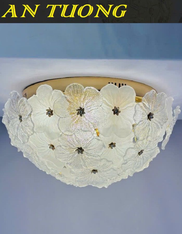 Đèn ốp trần phòng khách pha lê đẹp 006