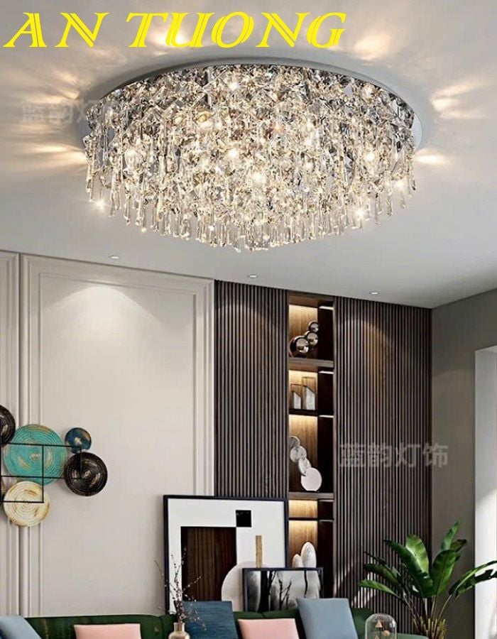 Đèn ốp trần phòng khách pha lê đẹp 013