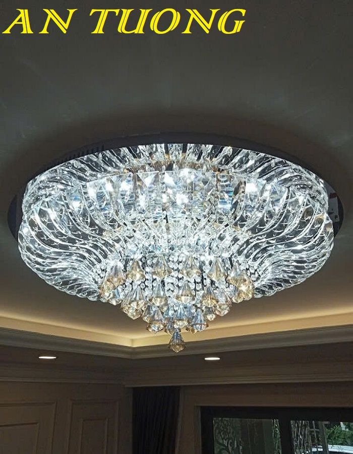 Đèn ốp trần phòng khách pha lê đẹp 018