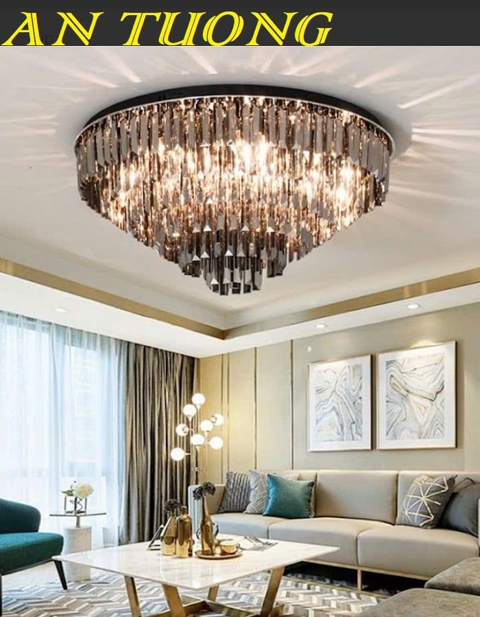 Đèn ốp trần phòng khách pha lê đẹp 022