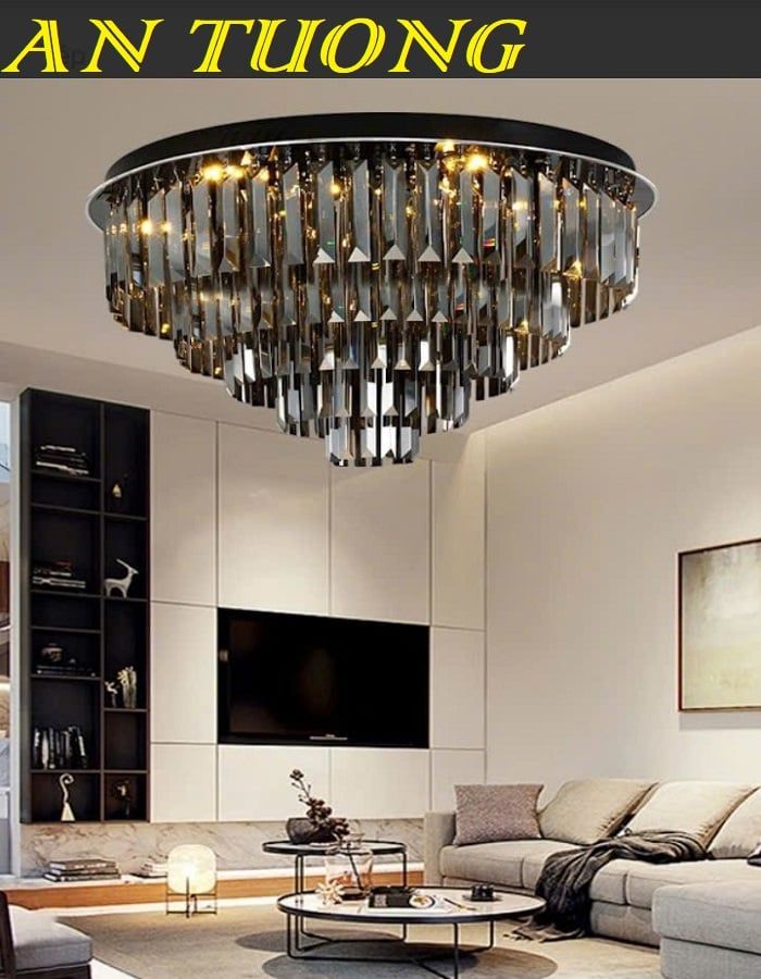 Đèn ốp trần phòng khách pha lê đẹp 023