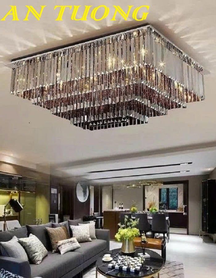 Đèn ốp trần phòng khách pha lê đẹp 024