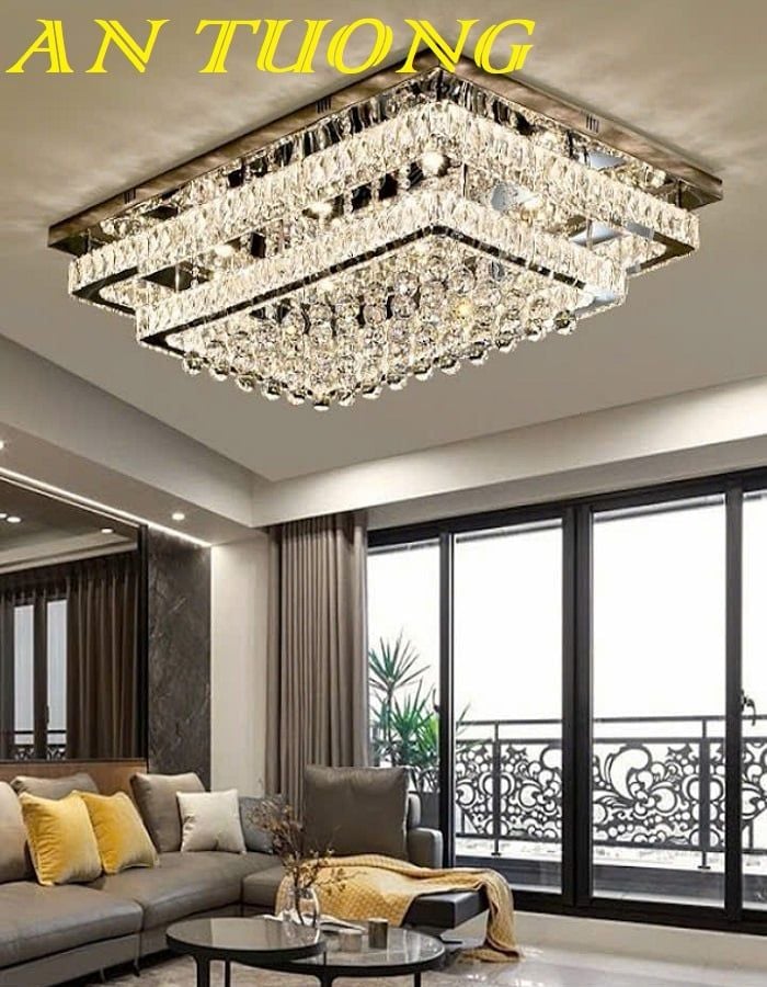 Đèn ốp trần phòng khách pha lê đẹp 038