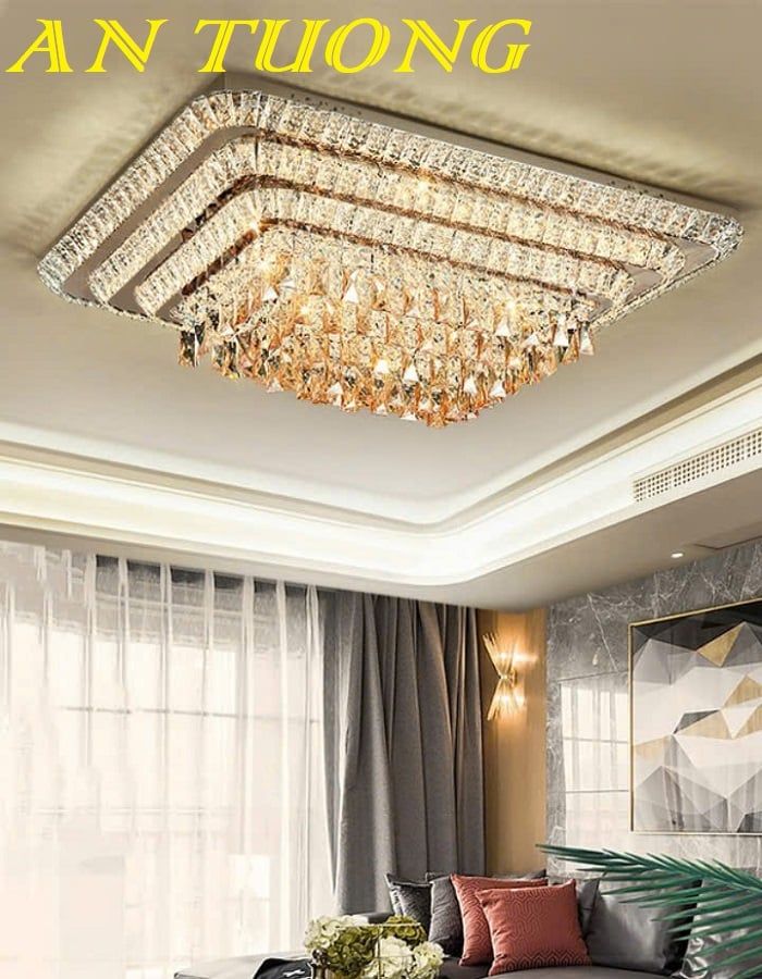 Đèn ốp trần phòng khách pha lê đẹp 039