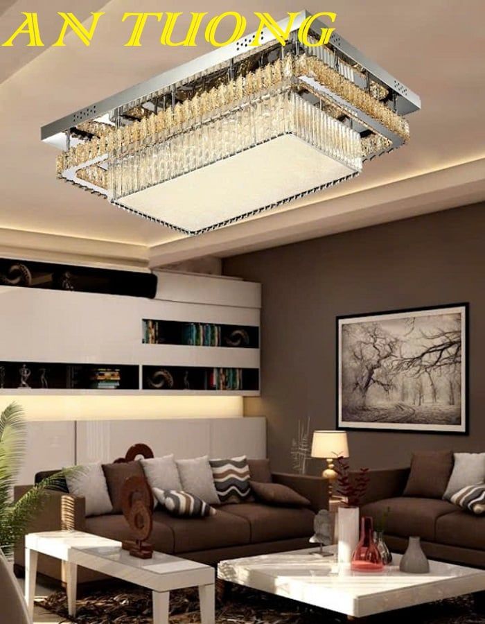 Đèn ốp trần phòng khách pha lê đẹp 040