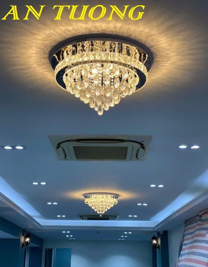 Đèn ốp trần phòng khách pha lê đẹp 044