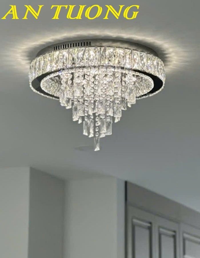 Đèn ốp trần phòng khách pha lê đẹp 052