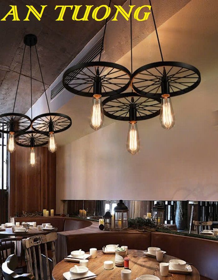 Đèn thả trần 3 bánh xe đạp decor trang trí đẹp 003