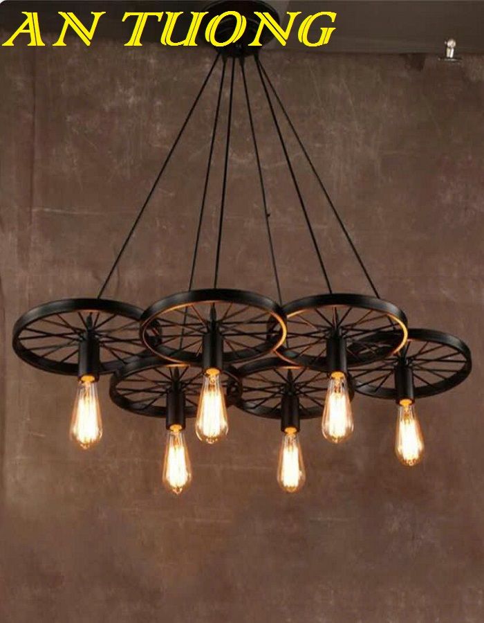 Đèn thả trần 6 bánh xe đạp decor trang trí đẹp 006