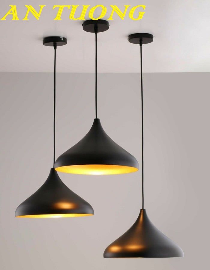 Đèn thả trần chao nhôm màu đen trang trí quán cafe nhà hàng giá rẻ 003