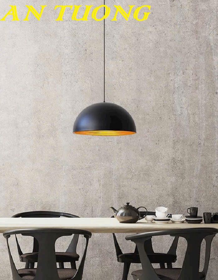 Đèn thả trần chao nhôm màu đen trang trí quán cafe nhà hàng giá rẻ 005