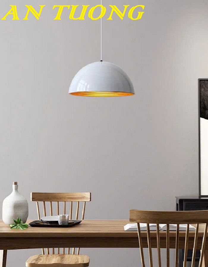 Đèn thả trần chao nhôm màu trắng trang trí quán cafe nhà hàng giá rẻ 006