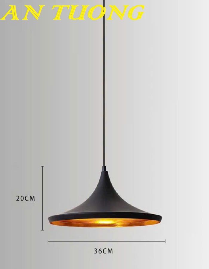 Đèn thả trần chao nhôm màu đen trang trí quán cafe nhà hàng giá rẻ 011