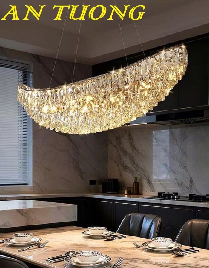 Đèn thả trần pha lê trang trí bàn ăn phòng bếp đẹp 005