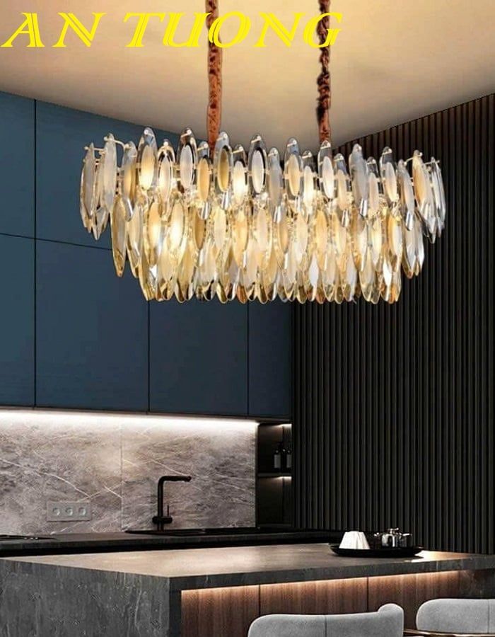 Đèn thả trần pha lê trang trí bàn ăn phòng bếp đẹp 014