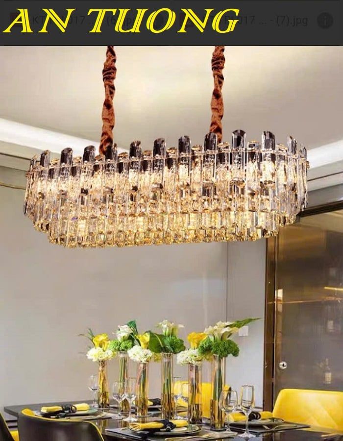 Đèn thả trần pha lê trang trí bàn ăn phòng bếp đẹp 017