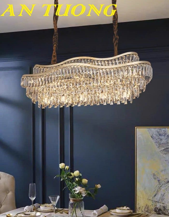 Đèn thả trần pha lê trang trí bàn ăn phòng bếp đẹp 020