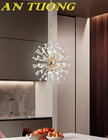 Đèn thả trần pha lê trang trí bàn ăn phòng bếp đẹp