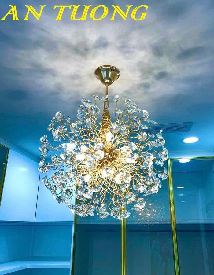 Đèn thả trần pha lê trang trí bàn ăn phòng bếp đẹp 048