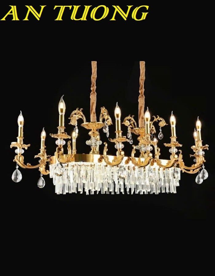 Đèn thả trần pha lê trang trí bàn ăn phòng bếp đẹp 053 | Phong cách tân cổ điển