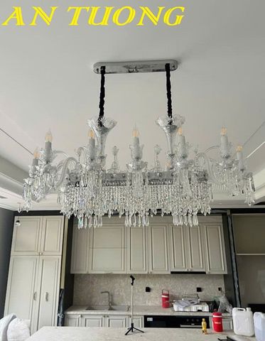 Đèn thả trần pha lê trang trí bàn ăn phòng bếp đẹp 055 | Phong cách tân cổ điển