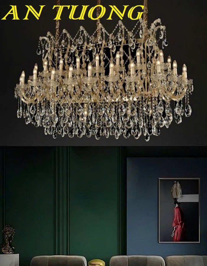 Đèn thả trần pha lê trang trí bàn ăn phòng bếp đẹp 056 | Phong cách tân cổ điển