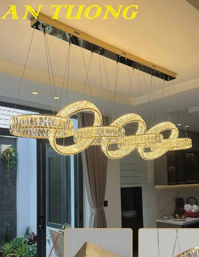 Đèn thả trần pha lê trang trí bàn ăn phòng bếp đẹp 070