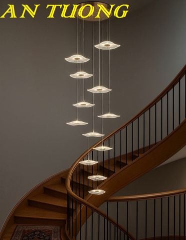 Đèn thả trần phòng khách thông tầng hiện đại trần cao