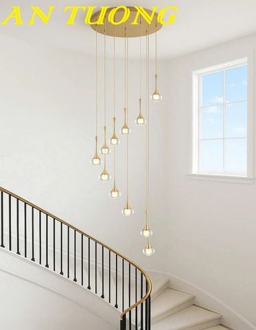 Đèn thả trần phòng khách thông tầng hiện đại trần cao