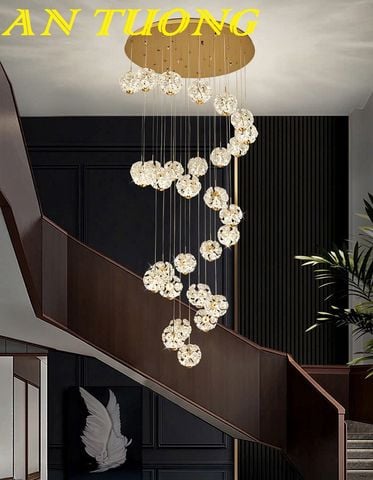 Đèn thả trần phòng khách thông tầng hiện đại trần cao