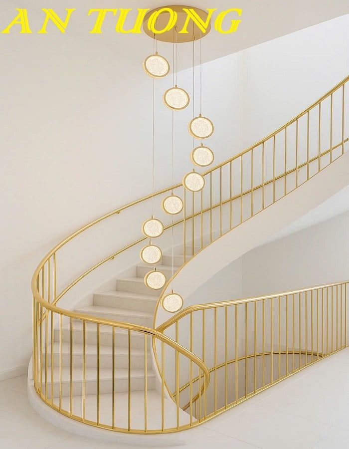 Đèn thả trần phòng khách thông tầng hiện đại trần cao 06