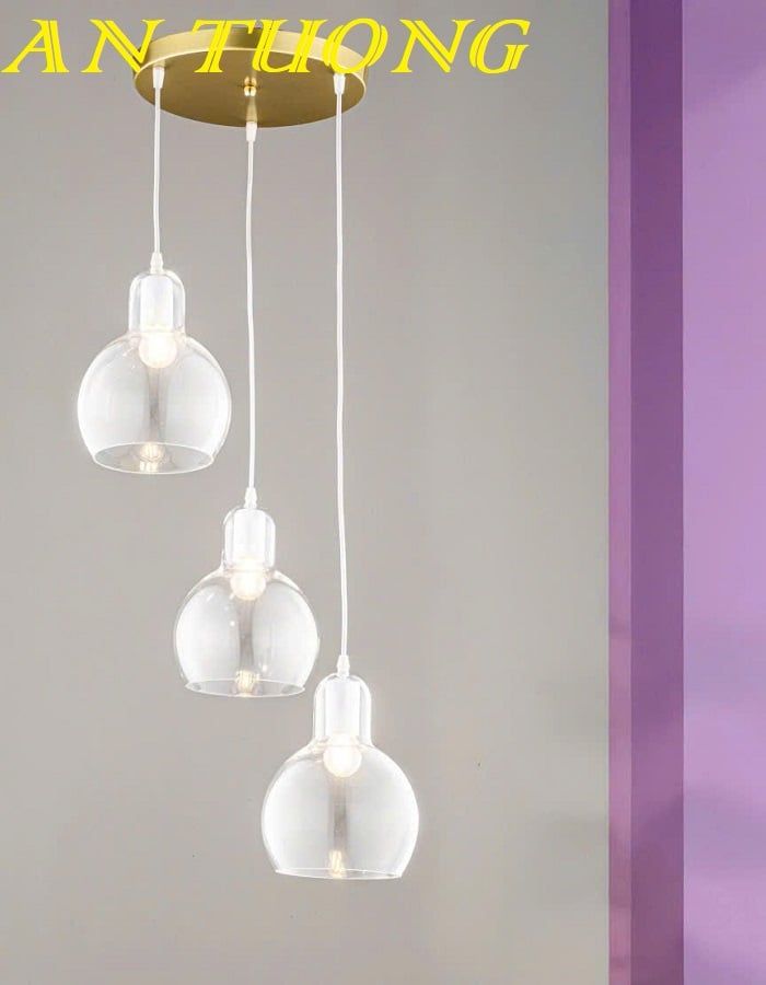 Đèn thả trần trang trí bàn ăn thủy tinh 3 bóng đẹp 0215