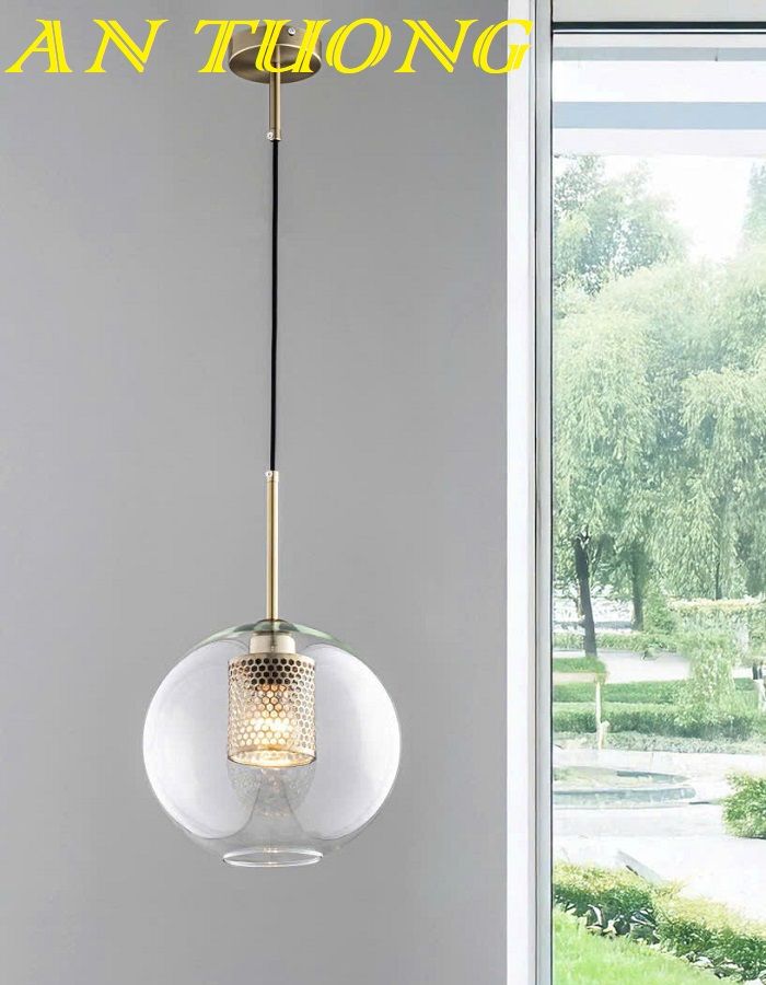 Đèn thả trần trang trí chao thủy tinh 1 bóng đơn trang trí 0241