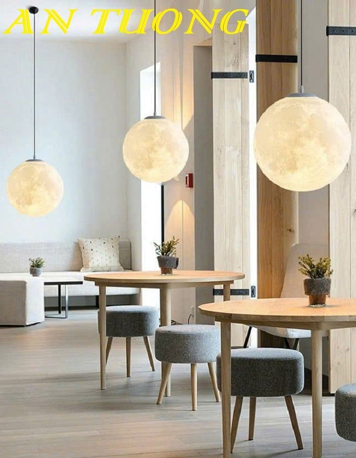 Đèn thả trần tròn trang trí kiểu mặt trăng 0291