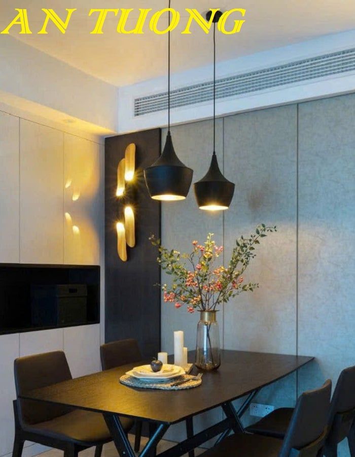 Đèn thả trần trang trí chao màu đen đẹp, hiện đại 005