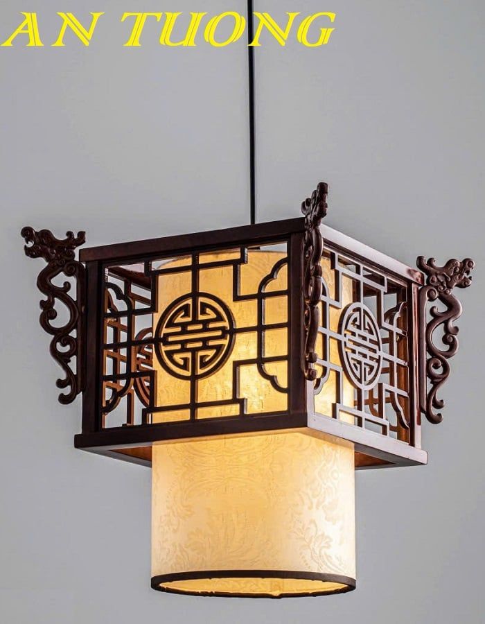 Đèn thả gỗ đẹp trang trí phòng thờ cổ điển sang trọng 0125