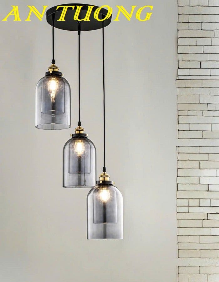 Đèn thả 3 bóng thủy tinh trang trí bàn ăn phòng bếp đẹp 0129
