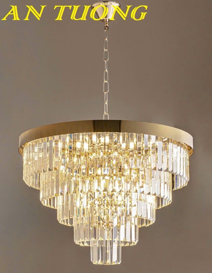 Đèn thả chùm pha lê trang trí phòng khách đẹp 048