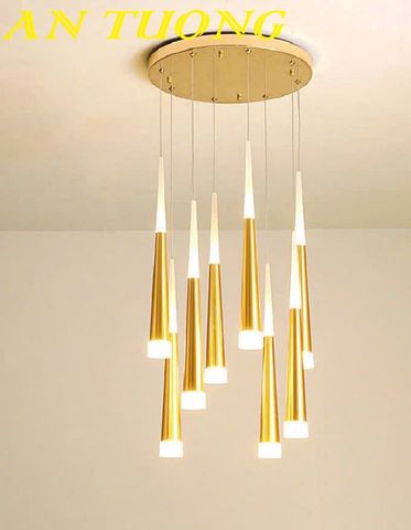  Đèn thả trần trang trí phòng bếp hình ống nhọn màu vàng 066 