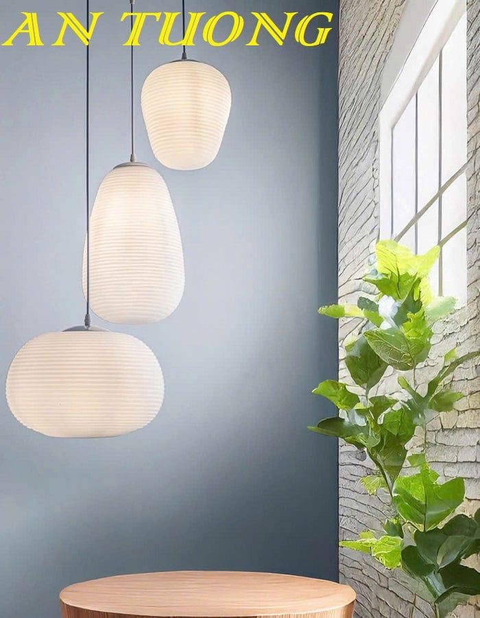 Đèn thả 3 bóng thủy tinh trang trí bàn ăn phòng bếp đẹp 077