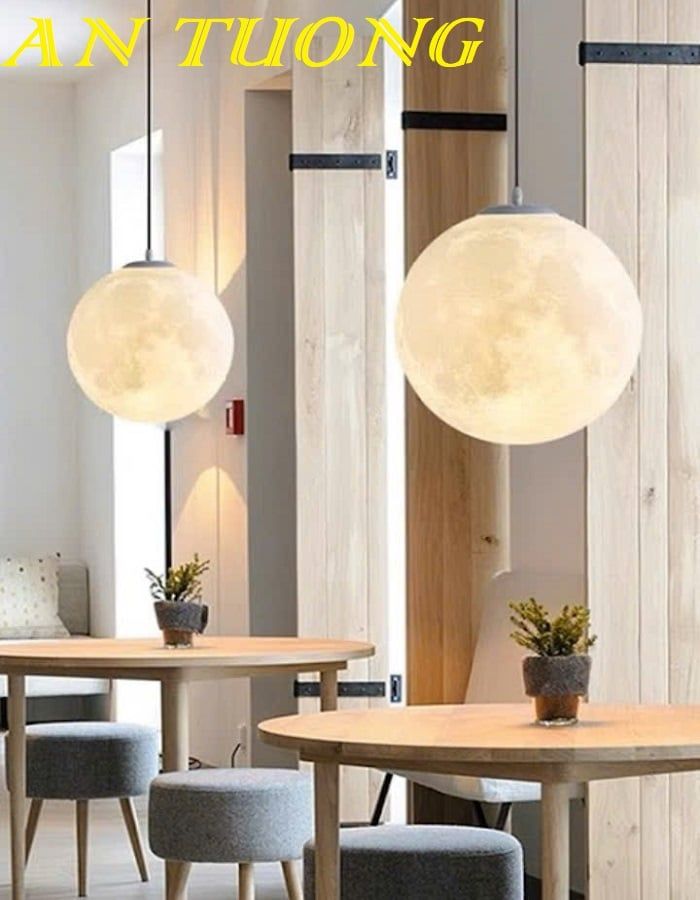 Đèn thả trần trang trí hình tròn kiểu mặt trăng 001