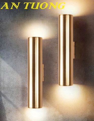  Đèn treo tường dạng ống trụ rọi 2 đầu trang trí màu vàng 0445 