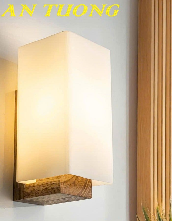 Đèn treo tường phòng ngủ gắn vách đầu giường đế gỗ 0343