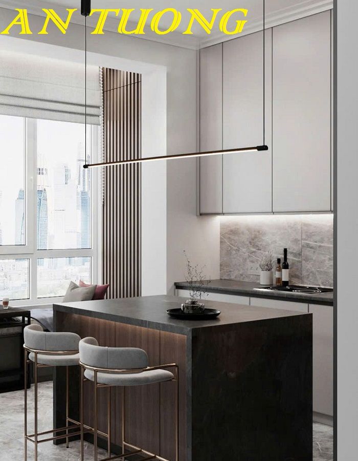 đèn thả bàn ăn, bàn đảo bếp decor trang trí phòng bếp, bàn bếp đẹp hiện đại 0204