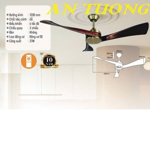  Quạt trần 3 cánh gỗ hiện đại 001 