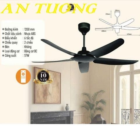  Quạt trần 5 cánh màu đen hiện đại 027 